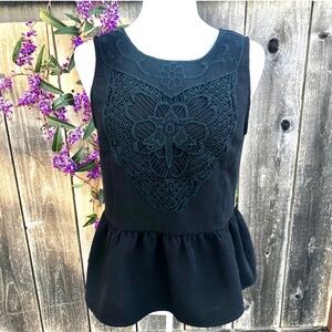 Anthropologie Maeve Crochet Peplum Top - Size S
